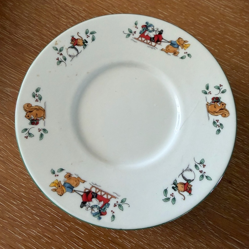 Charming White Plate with Animal Illustrations
